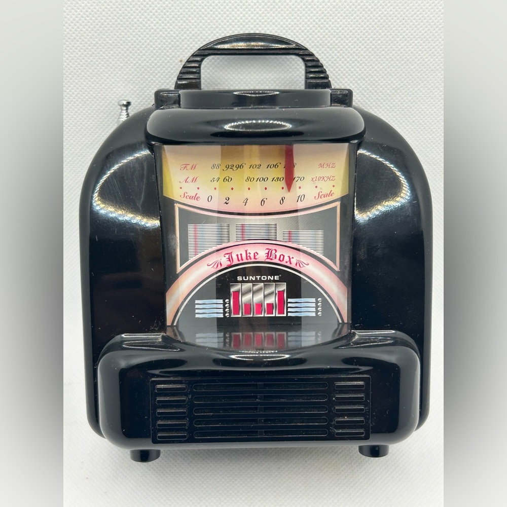 Classic Suntone Black Miniature AM/FM Jukebox Transistor Radio-Model RR5900